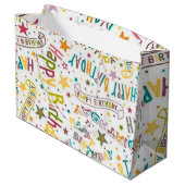 Happy Birthday Pattern Custom Gift Bag Große Geschenktüte (Rückseite Schrägansicht)