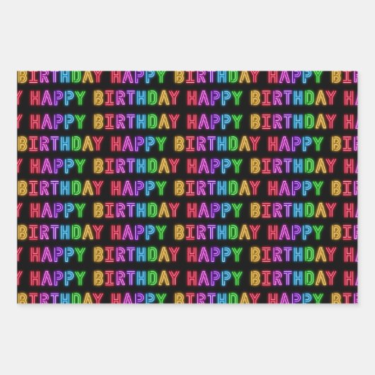 Happy Birthday Pattern Geschenkpapier Set (Vorderseite 2)