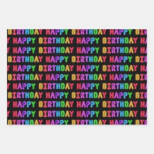 Happy Birthday Pattern Geschenkpapier Set (Vorderseite)