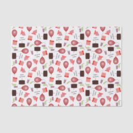 Happy Birthday Pattern in Red Tissue Paper Seidenpapier