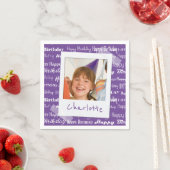 Happy Birthday Pattern Lila Party Kinder Foto Serviette (Beispiel)