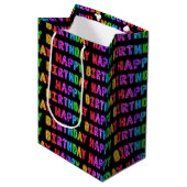 Happy Birthday Pattern Mittlere Geschenktüte (Vorderseite Schrägansicht)
