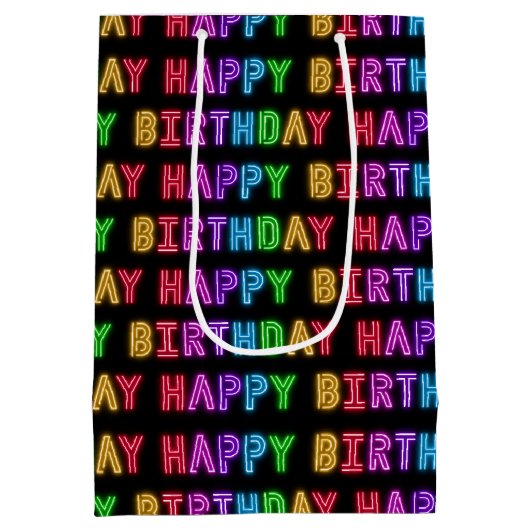 Happy Birthday Pattern Mittlere Geschenktüte (Rückseite)