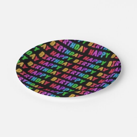 Happy Birthday Pattern Pappteller (Schrägansicht)