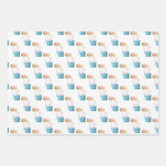 Happy Birthday Pattern Watercolor Design Geschenkpapier Set (Vorderseite 2)