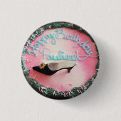 Happy Birthday Pauline Pink High Heel Shoe Button (Vorderseite)