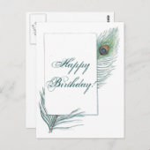 Happy Birthday Peacock Feather Inspiration Postkarte (Vorne/Hinten)