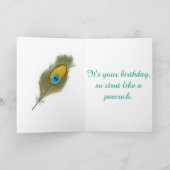 Happy Birthday Peacock Themed Karte (Innenseite)
