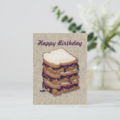 Happy Birthday Peanut Butter und Jelly Sandwiches Postkarte (Stehend Vorderseite)