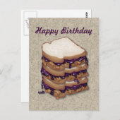Happy Birthday Peanut Butter und Jelly Sandwiches Postkarte (Vorne/Hinten)