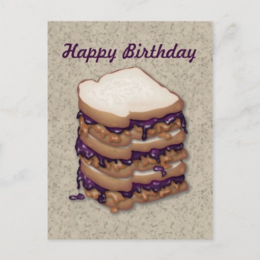 Happy Birthday Peanut Butter und Jelly Sandwiches Postkarte (Vorderseite)