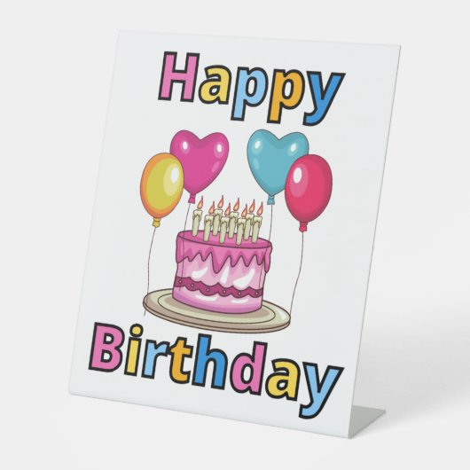 Happy Birthday Pedestal Sign Sockelschild (Vorderseite)