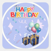 "Happy Birthday", Pegatina/Stickers Quadratischer Aufkleber (Vorderseite)