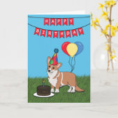 Happy Birthday Pembroke Welsh Corgi Dog Card Karte (Gelbe Blume)