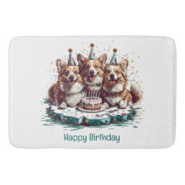 Happy Birthday Pembroke Welsh Corgi Hunde Badematte