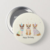 Happy Birthday Pembroke Welsh Corgi Hunde Button (Vorne & Hinten)