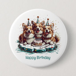 Happy Birthday Pembroke Welsh Corgi Hunde Button