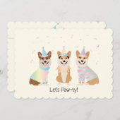 Happy Birthday Pembroke Welsh Corgi Hunde Einladung (Vorne/Hinten)