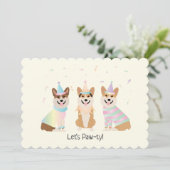 Happy Birthday Pembroke Welsh Corgi Hunde Einladung (Stehend Vorderseite)