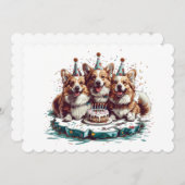 Happy Birthday Pembroke Welsh Corgi Hunde Einladung (Vorne/Hinten)