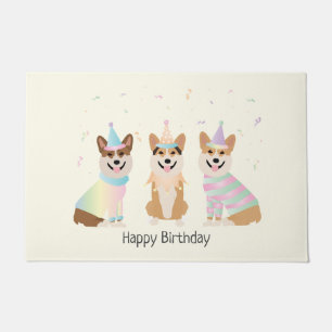 Happy Birthday Pembroke Welsh Corgi Hunde Fußmatte