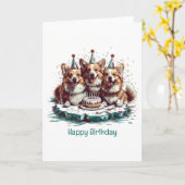 Happy Birthday Pembroke Welsh Corgi Hunde Karte (Gelbe Blume)