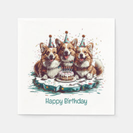 Happy Birthday Pembroke Welsh Corgi Hunde Serviette