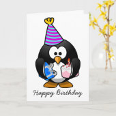 Happy Birthday Penguin Birthday Card Karte (Gelbe Blume)