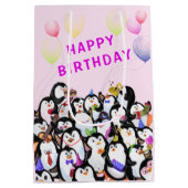 Happy Birthday Penguin Geschenktasche Funny Mittlere Geschenktüte (Rückseite)