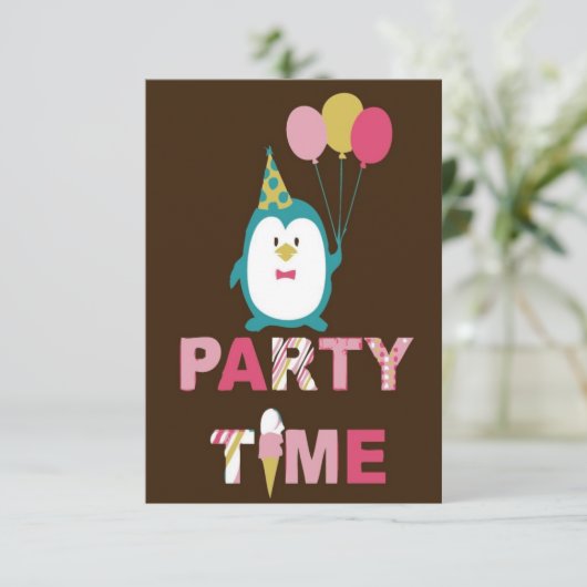 Happy Birthday Penguin Karte (Stehend Vorderseite)