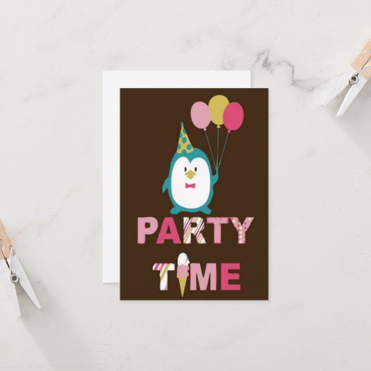 Happy Birthday Penguin Karte (Vorderseite/Rückseite Beispiel)