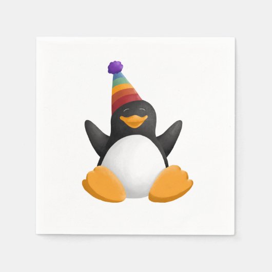 Happy Birthday Penguin Napkin Serviette (Vorderseite)