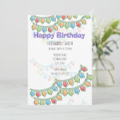 Happy Birthday Pennant Banner Einladung (Stehend Vorderseite)
