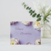 Happy Birthday Peony Blume Postkarte (Stehend Vorderseite)