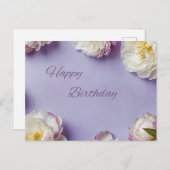 Happy Birthday Peony Blume Postkarte (Vorne/Hinten)