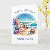 Happy Birthday Personalisiert Beach Thema Karte (Gelbe Blume)