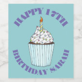 Happy Birthday Personalisiert Cake Cupcake Candle Weinetikett (Einzelnes Label)