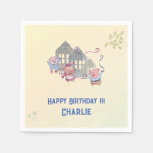 Happy Birthday Personalisiert drei kleine Schweine Serviette
