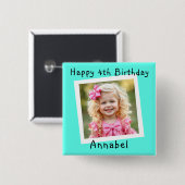 Happy Birthday Personalisiert Foto Button (Vorne & Hinten)