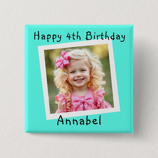 Happy Birthday Personalisiert Foto Button (Vorderseite)