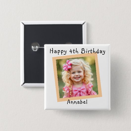 Happy Birthday Personalisiert Foto Button (Vorne & Hinten)