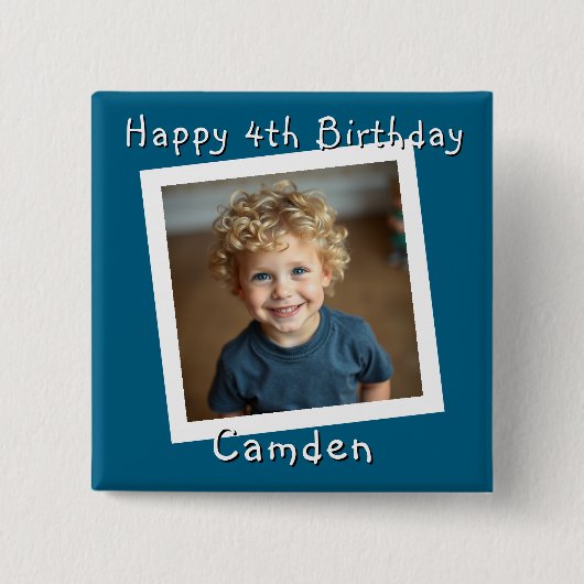 Happy Birthday Personalisiert Foto Button (Vorderseite)