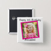 Happy Birthday Personalisiert Foto Button (Vorne & Hinten)