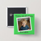Happy Birthday Personalisiert Foto Button (Vorne & Hinten)