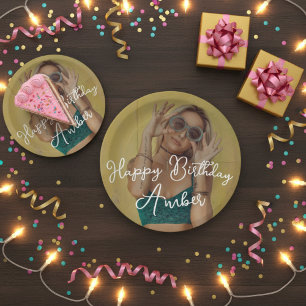 Happy Birthday Personalisiert Foto Paper Plate Pappteller
