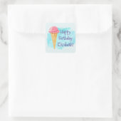 Happy Birthday Personalisiert Ice Cone Quadratischer Aufkleber (Tasche)