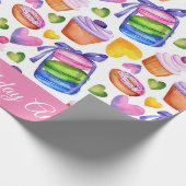 Happy Birthday Personalisiert Macaron Cupcake Swee Geschenkpapier (Ecke)