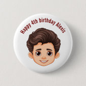Happy Birthday Personalisiert Name Face Button (Vorderseite)