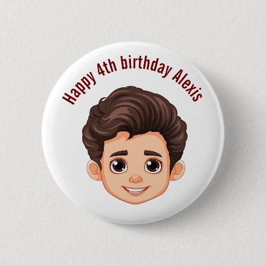 Happy Birthday Personalisiert Name Face Button (Vorderseite)