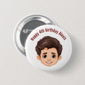 Happy Birthday Personalisiert Name Face Button (Vorne & Hinten)